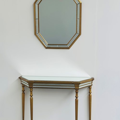 Deknudt Mirrored Console Table And Matching Octagonal Mirror