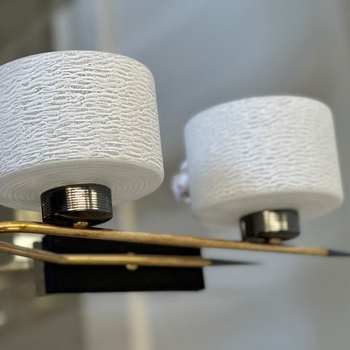 Pair Of Vintage 1960S Wall Lamps, Paris Chic Brass And Textured Glass Sconces