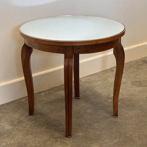 French Art Deco Side Table, 1930S Vintage Round Wooden Table