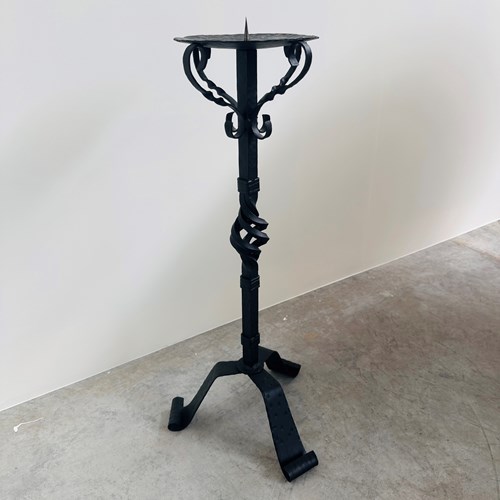 Hand-Forged Wrought Iron Candlestick Stand