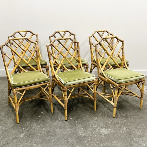 6 English "Invincible" Bamboo And Rattan Chairs By Angraves