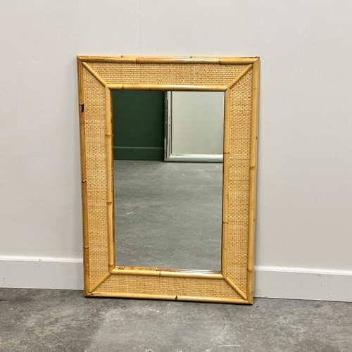 Vintage Bamboo And Rattan Rectangular Mirror