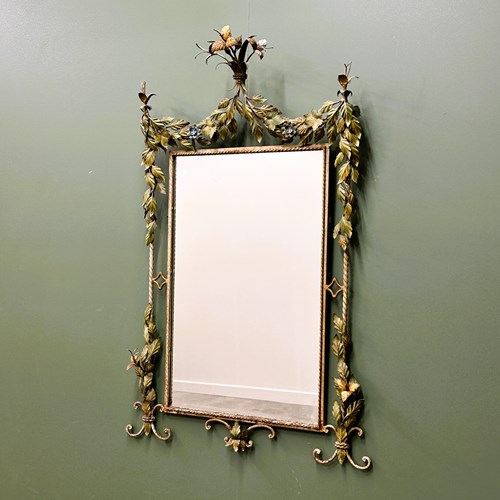 Original Italian Tole Flower Decorative Mirror