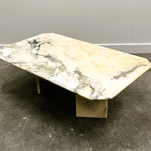 Vintage Pink And Gray Marble Coffee Table, Italy. 1980S