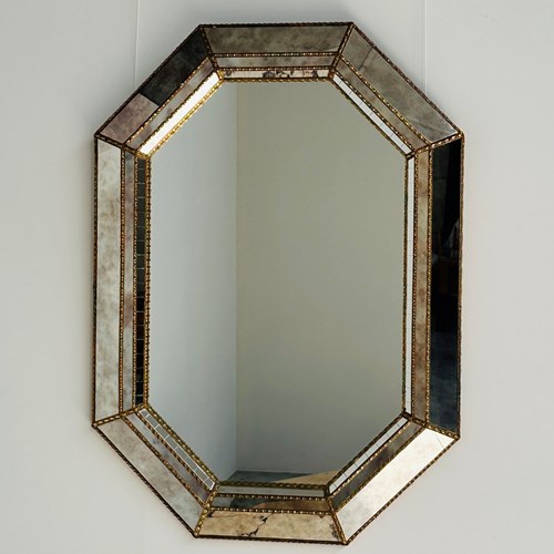 Elegant Hollywood Regency Spanish Mosaic Mirror, 1980S