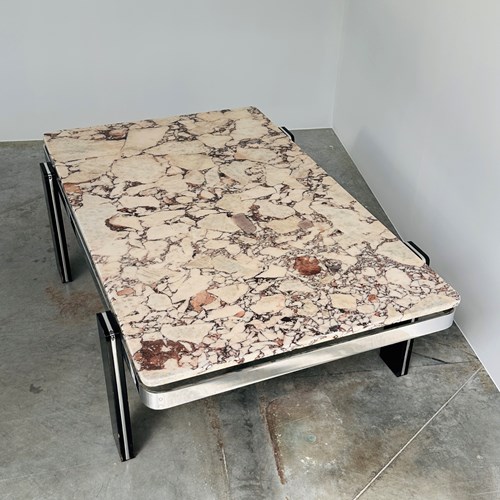 Violetta Calacatta Marble Coffee Table On Chrome Base, 1970S
