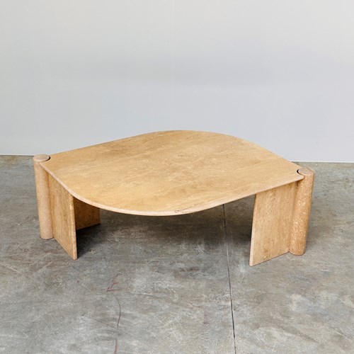 Sculptural Italian Travertine Coffee Table, 1980S