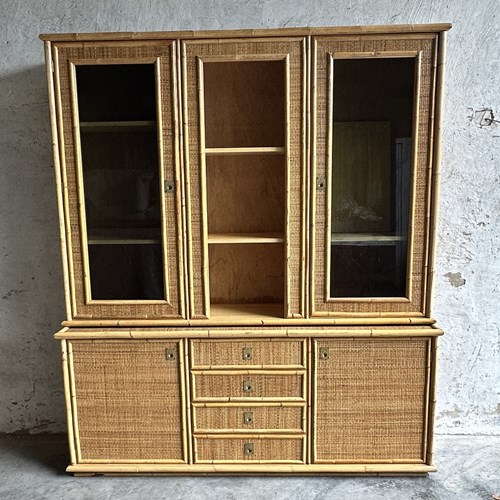 Rare Bamboo And Rattan Vitrine Cabinet By Dal Vera