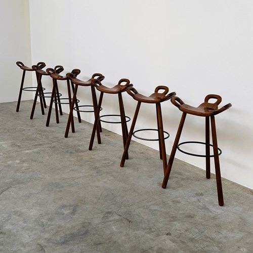 Vintage Sergio Rodrigues Style Bar Stool, Solid Wood