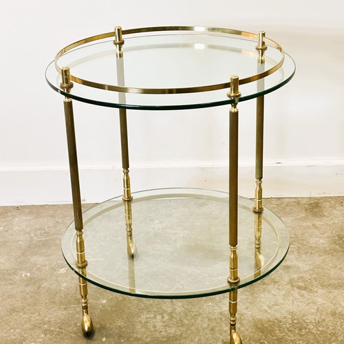 1970S Italian Brass And Glass Bar Cart