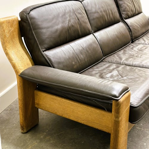 Brutalist Leather Three Seat Durlet Sofa