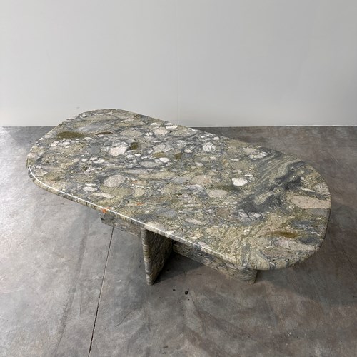 Vintage Verde Marinace Marble Coffee Table, Brazilian