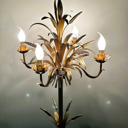 Gilt Metal Sheaf Wheat Floor Lamp By Hans Kogl