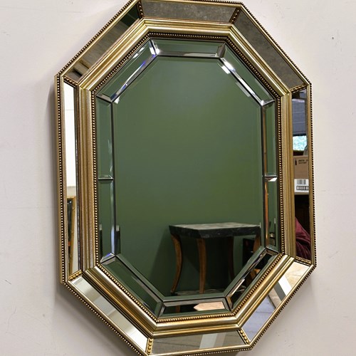 Octagonal Bevelled Neoclassical Mirror By De Knudt, Belgium, 1980S