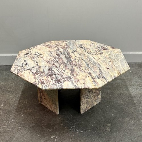 Italian Octagonal Pink Purple Marble Coffee Table