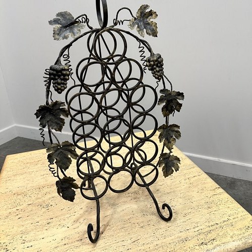 Custom Handmade Wine Rack In Forged Iron, 1960S