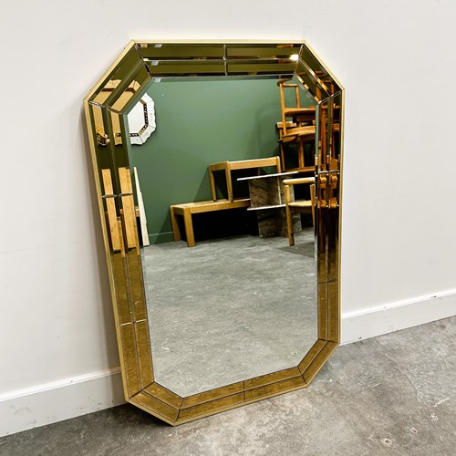 Octagonal Mirror Faceted Bronze Stained Glass