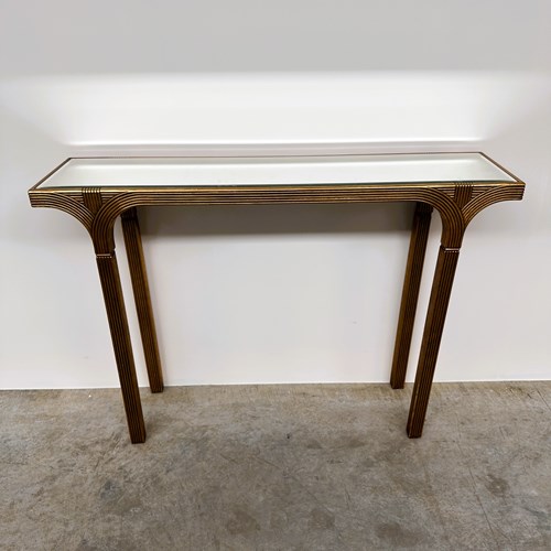 Vintage Deknudt Gilt Console Table With Beveled Mirror Top