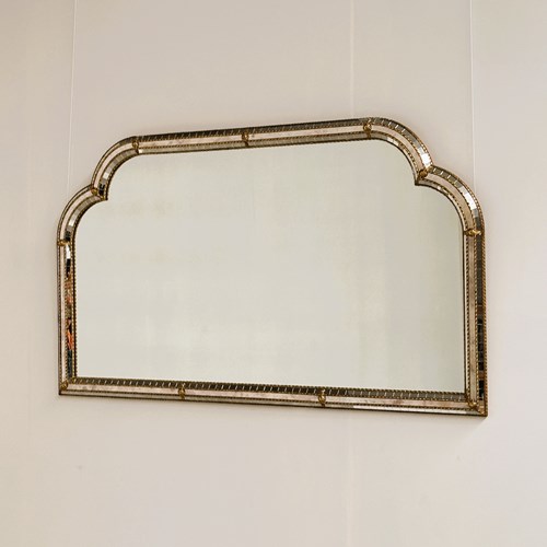 Large Spanish Gilt Brass & Smoked Mirror Decorative Wall Mirror