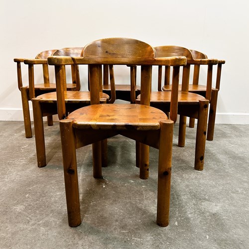 Set Of 6 Vintage Pine Armchairs By Rudolf Steiner.