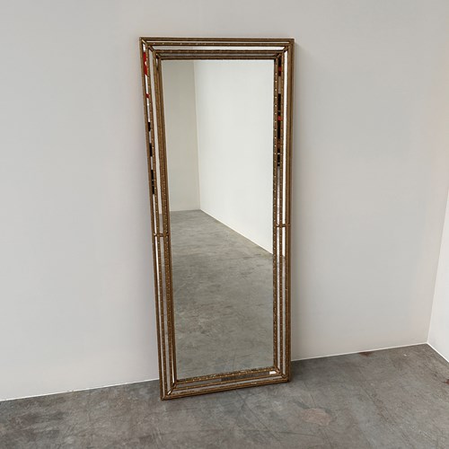 Vintage Gilt Faux Bamboo Full-Length Mirror – Hollywood Regency, 1980S