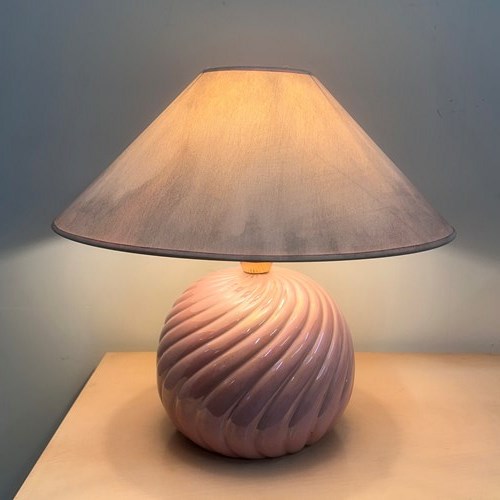 Vintage Italian Iridiscent Pink Ceramic Table Lamp, 1970S