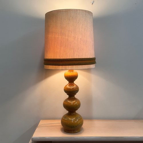 Kaiser Leuchten 1970S Large Mustard Ceramic Lamp – German Vintage Sculptural Tab