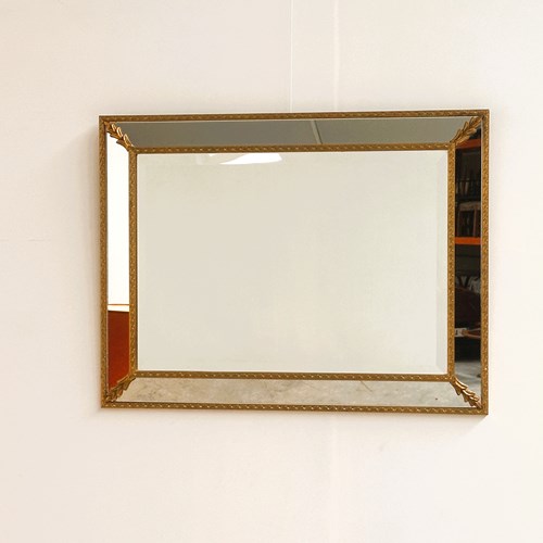 Vintage Gilt Mirror Wall Mirror With Leaf Corner Details, 1980S