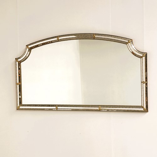 Spanish Gilt Mosaic Mirror With Decorative Floral Details, 1970S