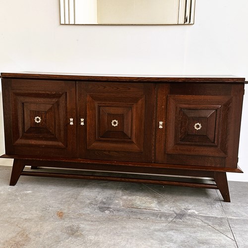 Chic Modern Oak Sideboard With Geometric Panel Doors,  1960S
