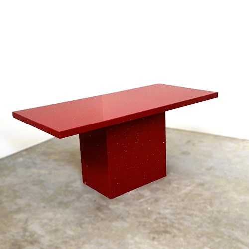Vintage Italian Red Granite Coffee Table With Silver Flecks, 1980S
