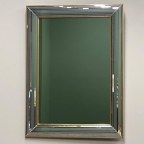Deknudt 1980S “Disco” Mirror With Layered Bevelled Frame & Gilttrim