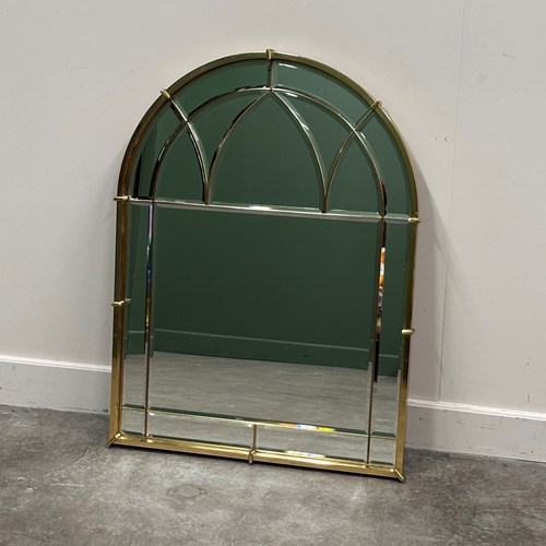Vintage 1970S Brass Arched Cathedral Mirror – Bevelled Glass Wall Mirror