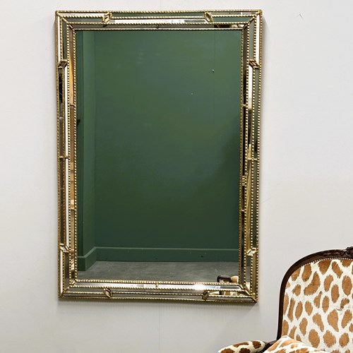 Large Italian Gilt Mirror With Architectural Frame, 1980S