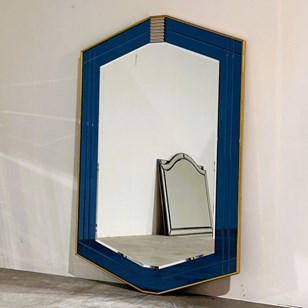 Rare 1980S Blue And Brass Geometric...