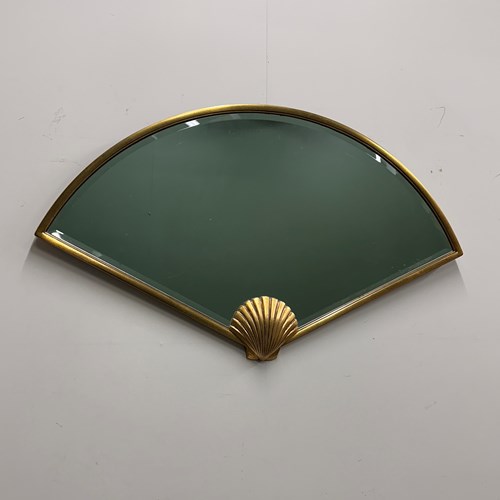Deknudt Fan-Shaped Mirror With Gilded Shell Motif, Belgium, 1980S