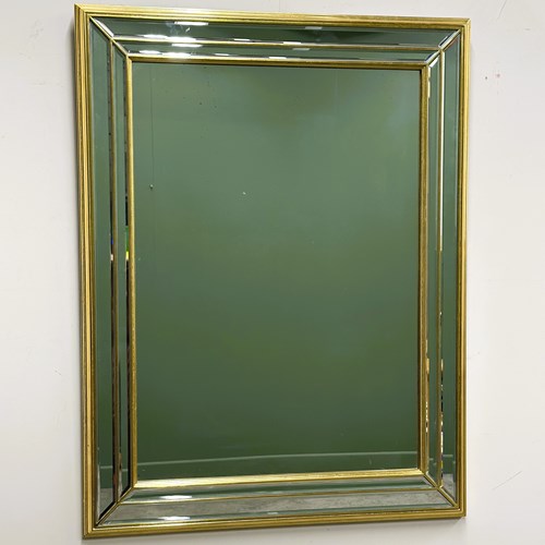 Large Deknudt Gilt And Bevelled Mirror, Belgium, 1980S