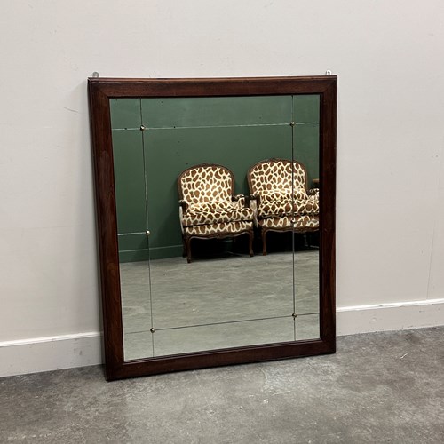 Vintage Sectional Wall Mirror With Wooden Frame & Brass Details, 1950S