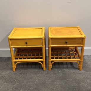 Pair Of Vintage Bamboo & Wood Night...