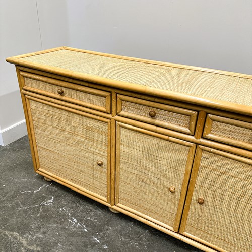 Natural Vintage Bamboo And Rattan Sideboard, Italy 970S