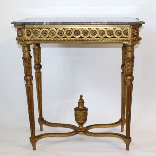 Small Antique French Gilt Table With Marble Top