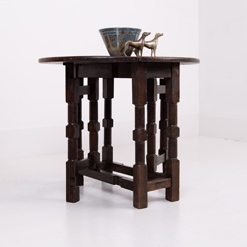 Interesting Oak Low Gateleg Side Table 1920S