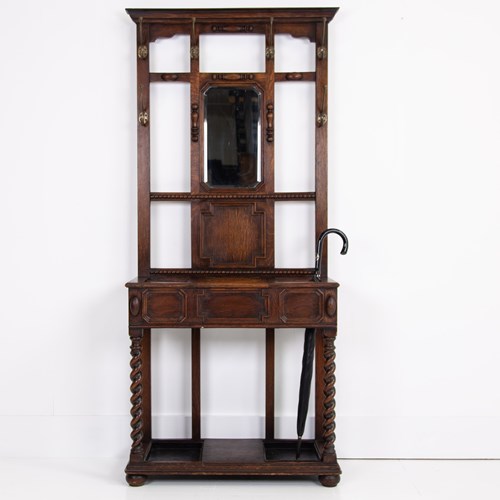 Handsome English Oak Hallstand C1910