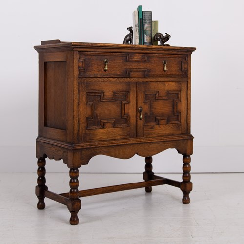 Gorgeous Little English Oak Cabinet Chest C1920