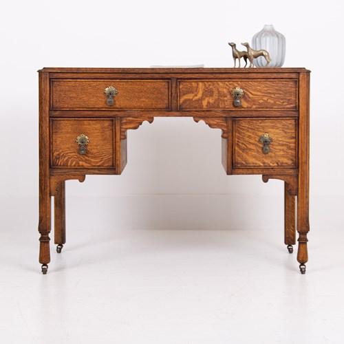 Antique Golden English Oak Desk Console 1915