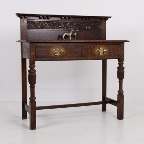 Attractive Oak 2 Drawer Console Hall Table C1920