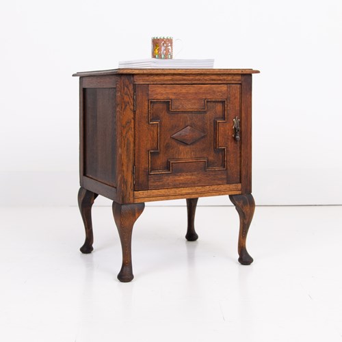 Little 1930S Oak Cupboard Side Cabinet