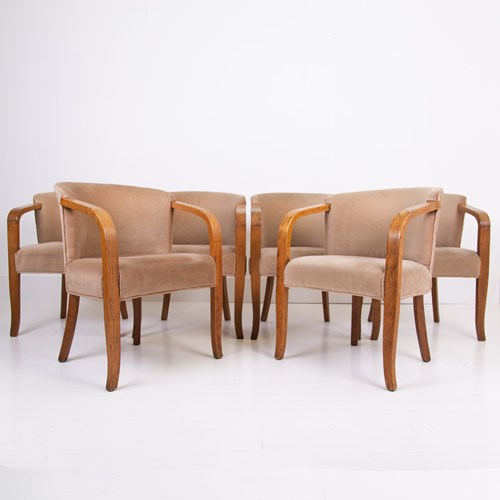 Handsome 1930S Oak Club Armchair We Have 6