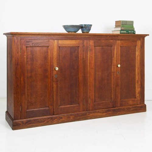 Solid English Oak 4 Door School Cabinet C.1920