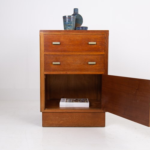 Oak Art Deco Modernist 2 Drawer Cabinet